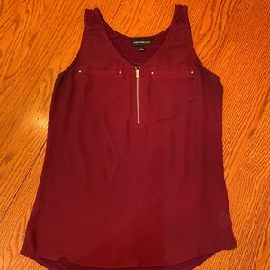Fortune + Ivy maroon tank top with zipper detail